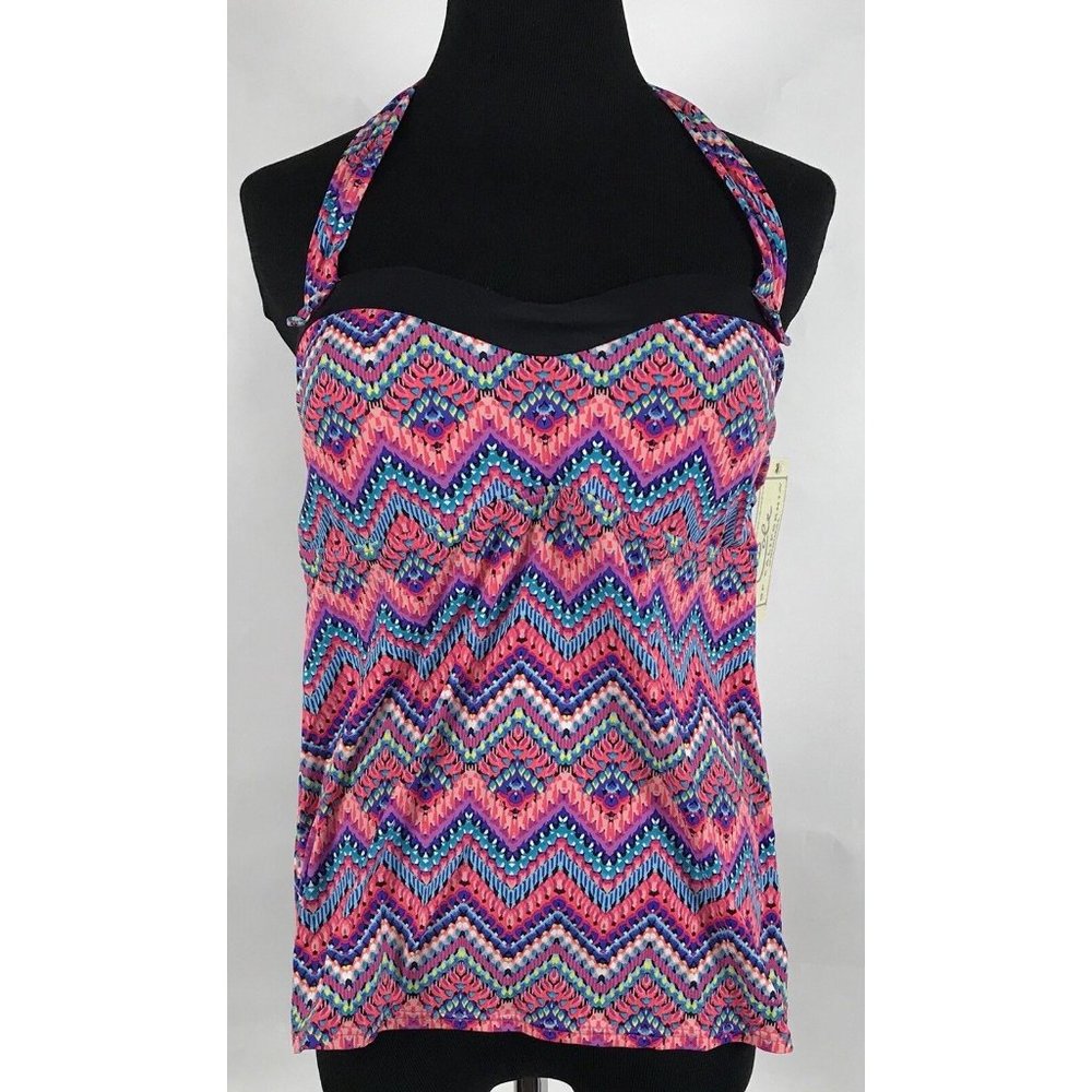 Cole of California Women's Bathing Suit‎ Top Geometric Abstract Colorful Size L